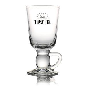 Branded glass teacup Tipsy Tea